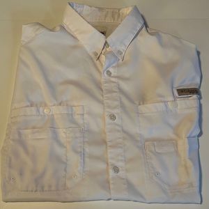 mens columbia pfg shirt large performance fishing gear white vent Omni-Shade EUC